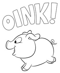 Niedliches Schwein rennt und quiekt