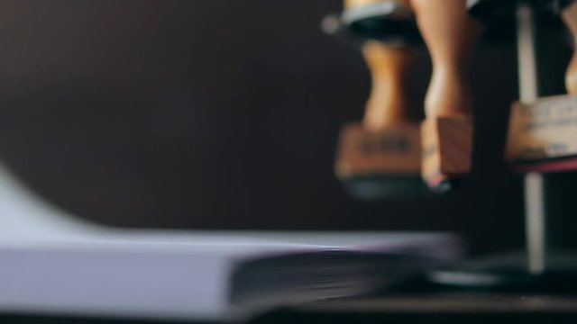 Rubber stamp on office desk