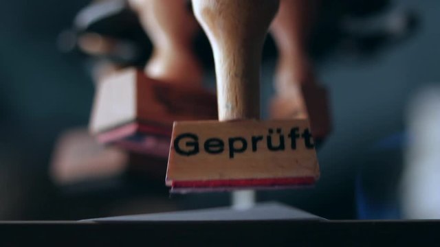 Rubber stamp on office desk