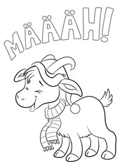 Meckernde Ziege in Winterkleidung