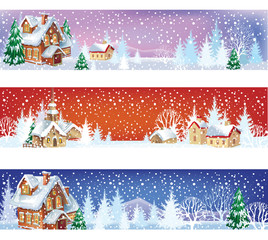 Set of Christmas banners