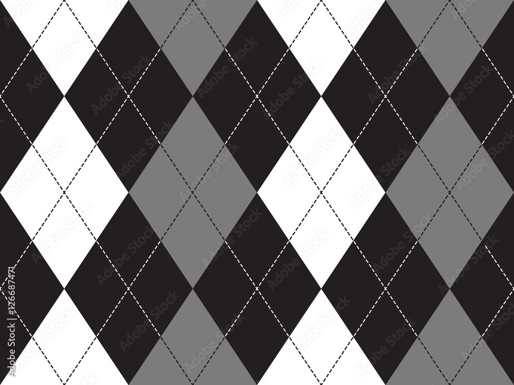 Poster grayscale argyle seamless pattern