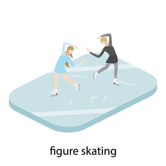 Fototapeta na wymiar Figure skaters in ice vector illustration isometric