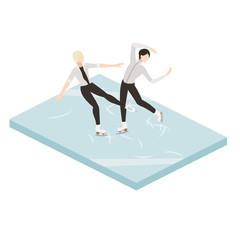 Fototapeta na wymiar Figure skaters in ice vector illustration isometric
