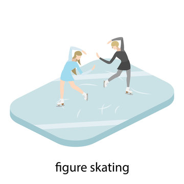 Figure skaters in ice vector illustration isometric