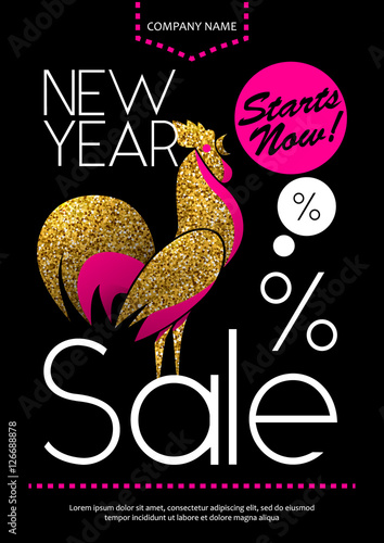 &quot;Vector illustration of new year sale advertising poster template&quot; Stock image and royalty-free