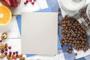 tasty breakfast with fruits and chocolate balls