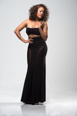 Black Glamour Model in Black Dress