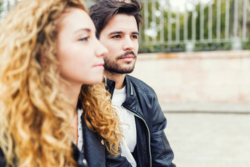 Beautiful young couple in the park.