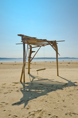 Beach hut on the ocean shore in Vancouver, Canada.