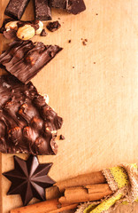 dark chocolate with walnut and cinnamon