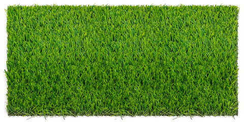 Grass mat on white background. Artificial turf tile background.