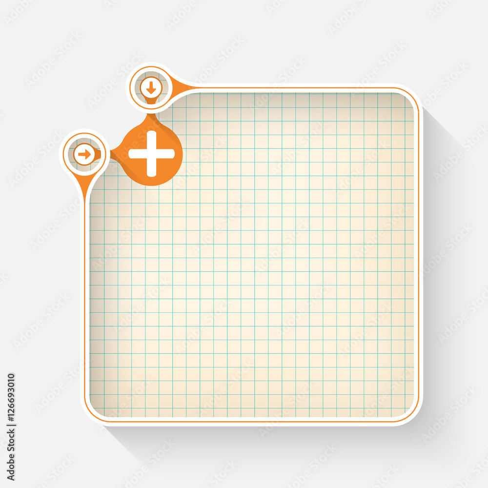 Aufkleber a white box for your text with graph paper and plus symbol