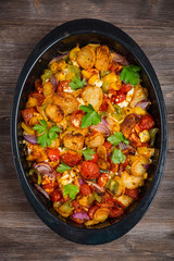 Baked vegetables in pan