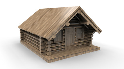 3D concept - wooden cabin illustration