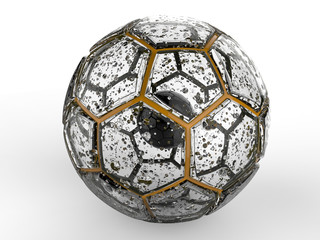 3D render illustration of a sphere with a glass texture and multiple hexagon sides.