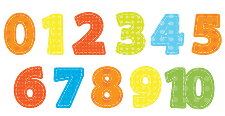 numbers collection /dotted fabric