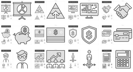 Business line icon set.