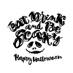 Halloween lettering poster, inspirational postcard