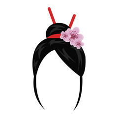 geisha wig hair style icon vector illustration design