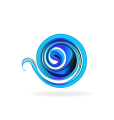 Wave swirly vivid blue color logo design