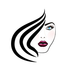 Woman face pretty girl logo vector