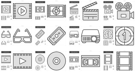 Cinema line icon set.