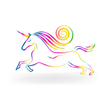 Unicorn horse rainbow logo