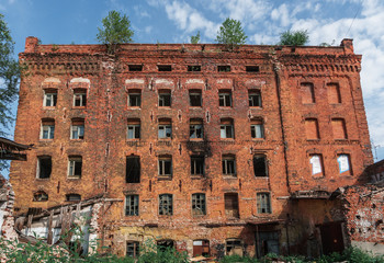 old brick abandoned factory in Samara