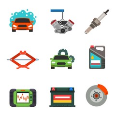 Car service repair vector icons set