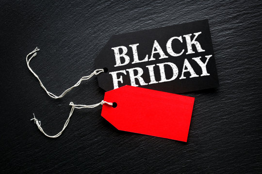 Black Friday Sale tag on dark background