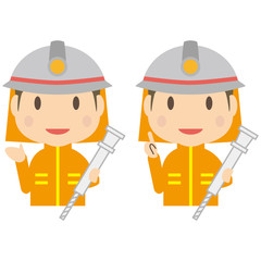 かわいい消防士　上半身　男性