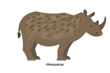 Large rhinoceros with small ears and big horn