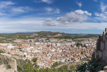 Fototapeta na wymiar Sagunto town from the roman castle fortification near Valencia Spain Panorama view