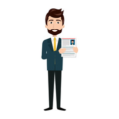 businessman with curriculum vitae vector illustration design