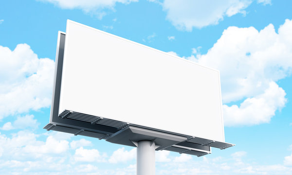 Outdoor advertising billboard on the blue sky. Mock up. 3d rendering