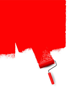 Anstrich mit Farbroller - Rote Fl&auml;che mit Textur