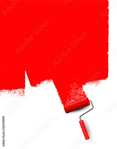 Anstrich mit Farbroller - Rote Fläche mit Textur