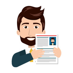 businessman with curriculum vitae vector illustration design