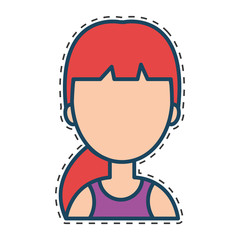 woman character with cuttihng line vector illustration design