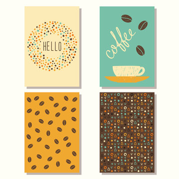 Coffee theme. Hand drawn doodle sketch coffee backgrounds collec