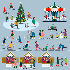 Winter Christmas people set - 126701855