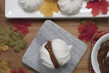 Dulce De Leche Sandwiched Between Meringues Swirls