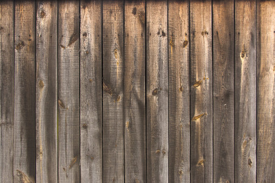 Fototapeta Texture wooden fence with horizontal yellow boards and faded pai
