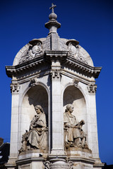 Fountain in front of Saint sulpice church in Paris, France