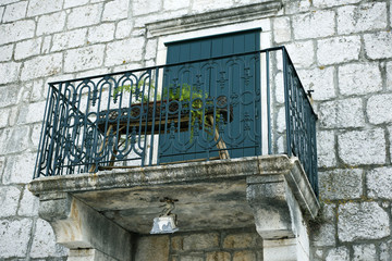 Old balcony on authentic dalmatian house in Stari grad, Hvar island - Croatia