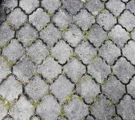 Hexagonal pattern textured interlocking grey pavement tile / stones