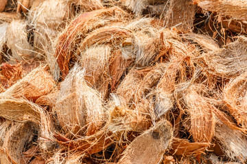 Closeup coconut spathe fiber for texture background.