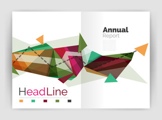 Triangles and lines, annual report flyer brochure template