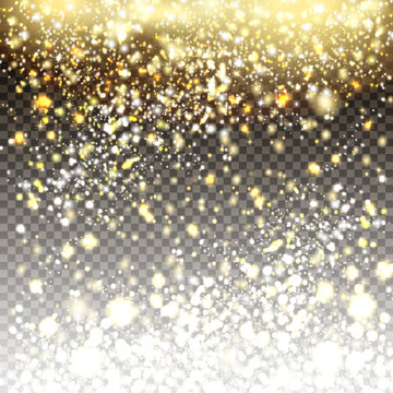 Golden and silver glitter particles background effect for luxury